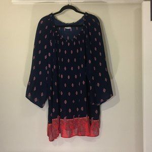 Navy & Red Paisley Blouse